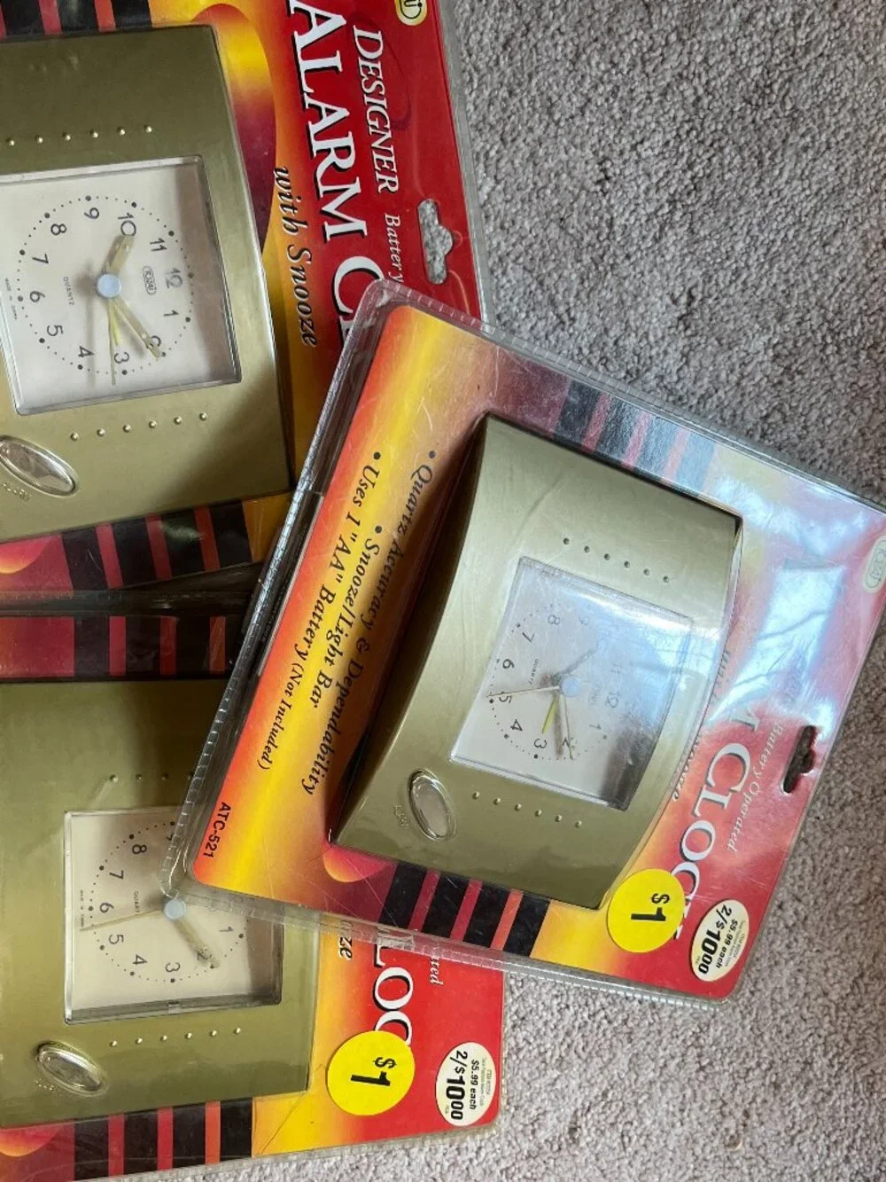Vintage TOZAI Designer Battery Operated Alarm Clocks with Snooze - Lot of 3 (New